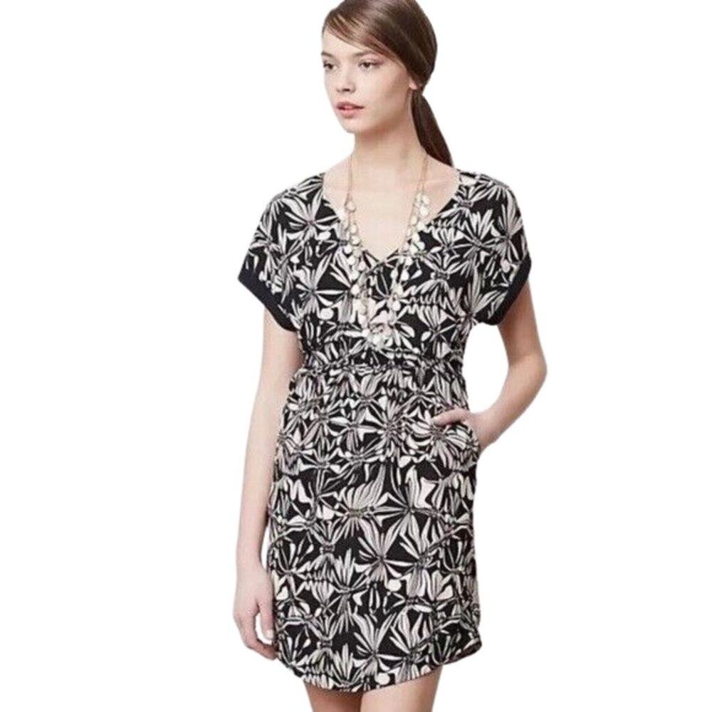 Anthropologie Postmark Floral Gathered Sonata Dress Size Small